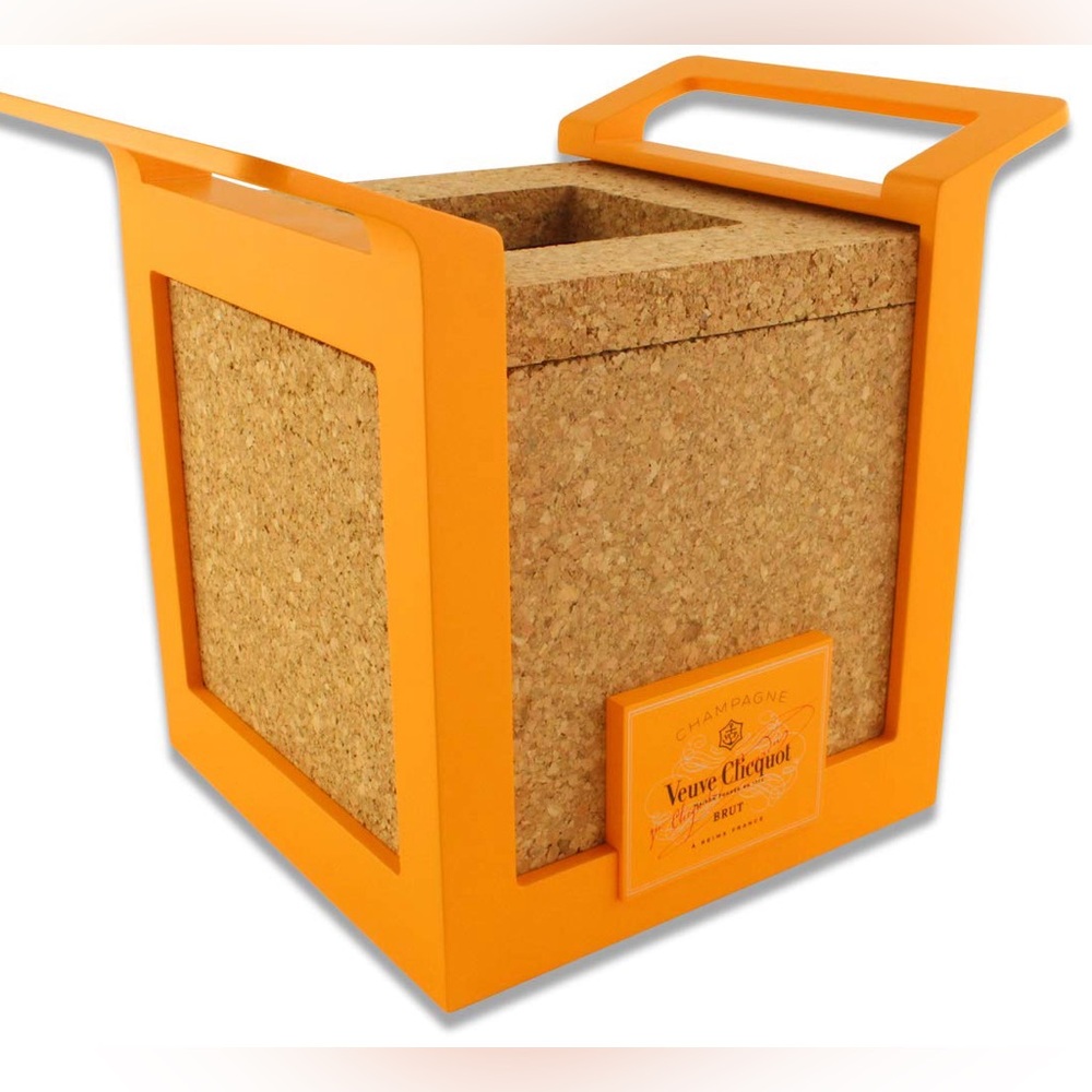 NWOT Veuve Clicquot VCP Champagne Bottle Cooler Cork Yellow Design Ice Bucket